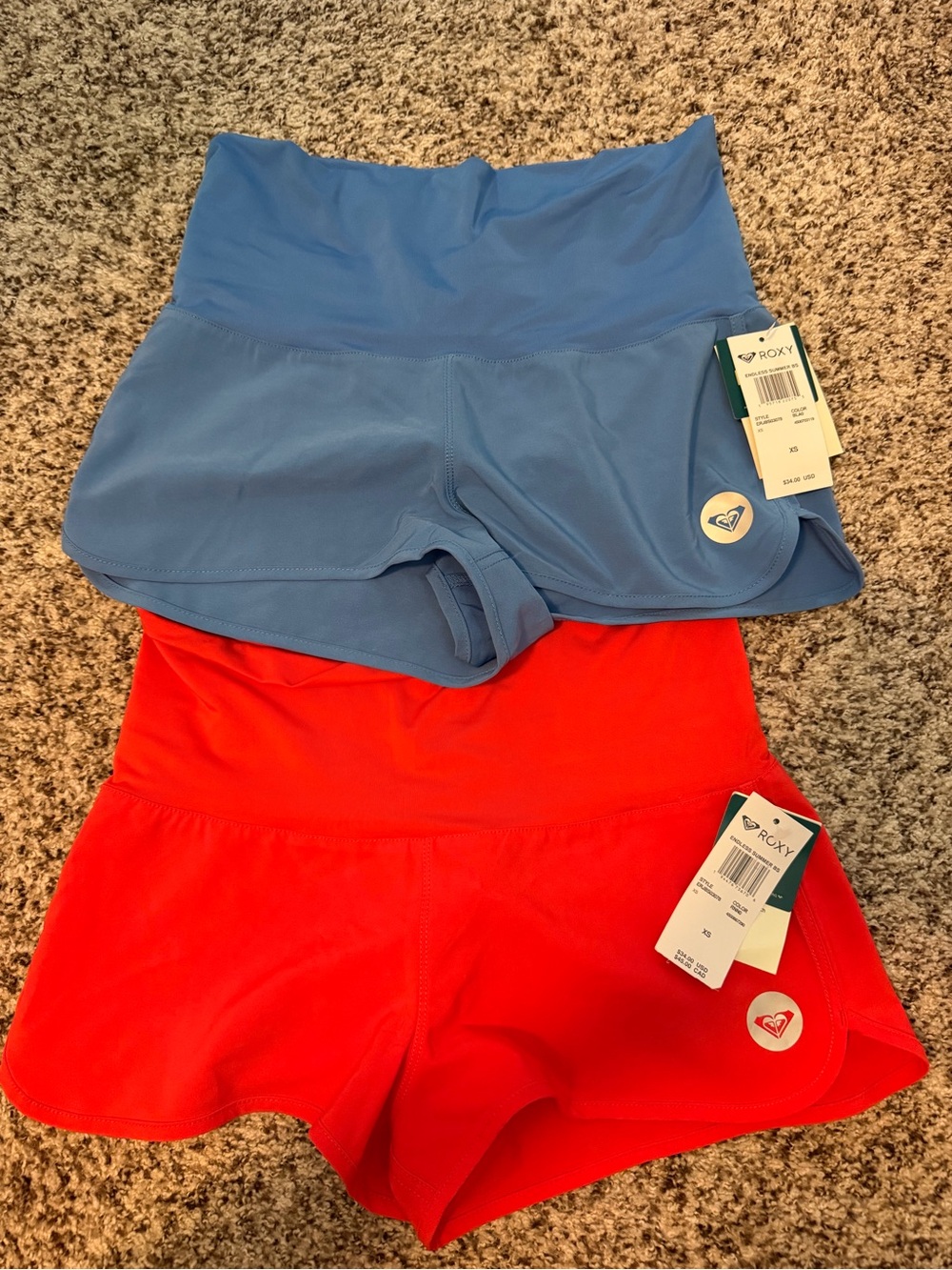 Roxy Women’s Athletic Shorts Endless Summer Shorts— Blue and Red